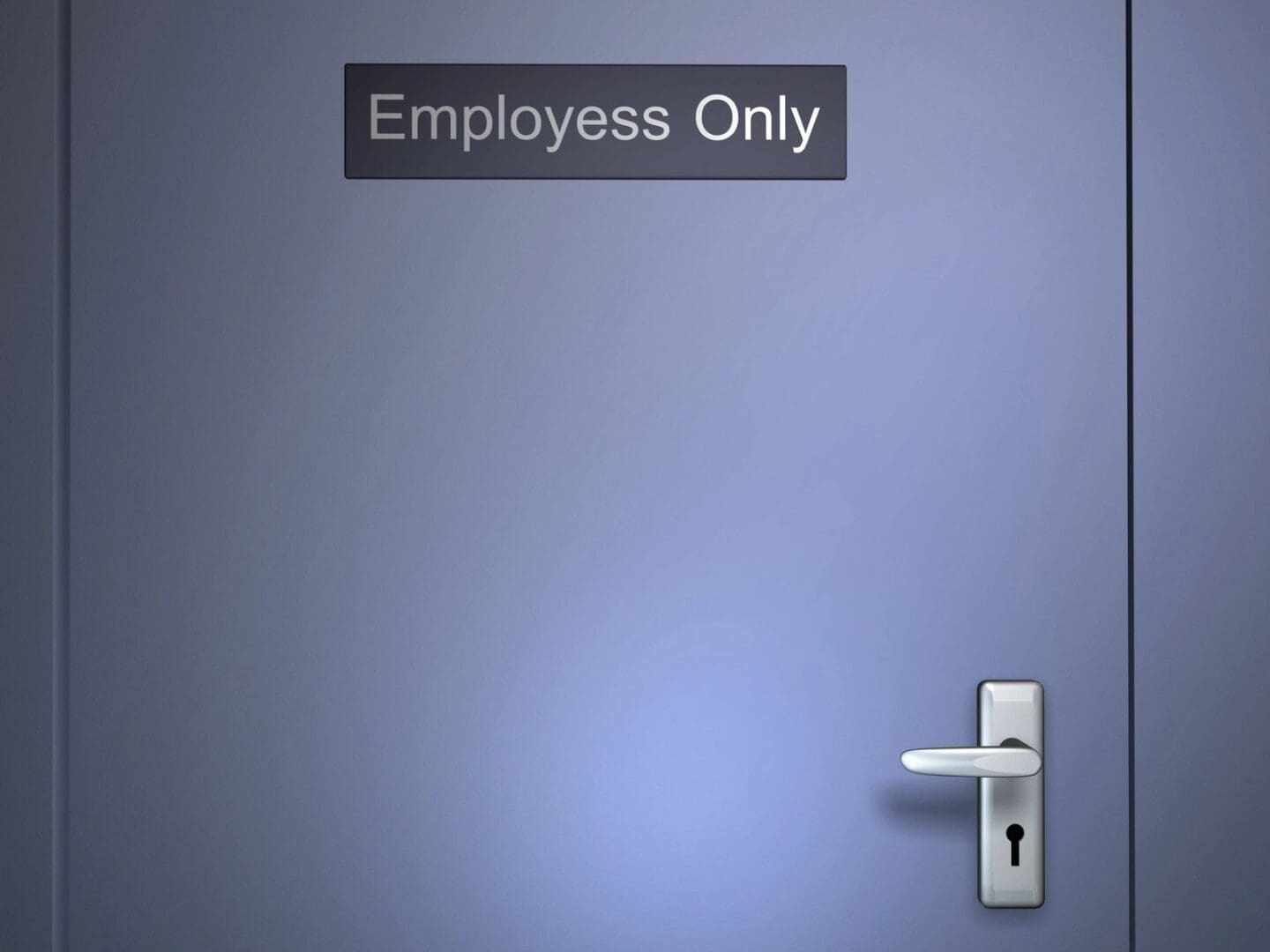 A door with the word employees only written on it.