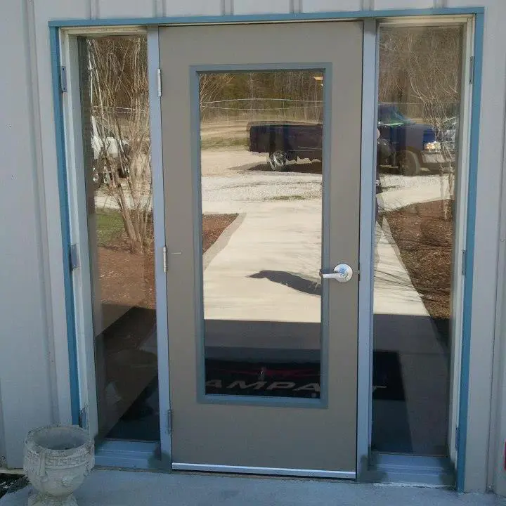 A door that has been opened to the outside.